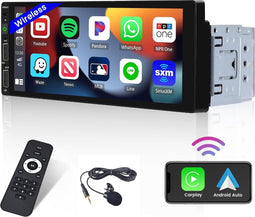 Hikity - 1 DIN Autoradio - Bluetooth - 6,9 Inch Touchscreen