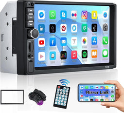 Hikity - 2 Din Autoradio - Bluetooth Handsfree - 7'' Touchscreen + Back-up Camera