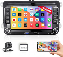 Hikity - Android autoradio - Voor VW Golf 5/6, Touran, Polo - 7 inch touchscreen - Met navigatiesysteem
