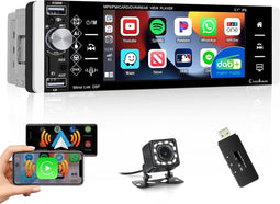 Hikity - Autoradio - 1 Din - DAB/DAB+ - Draadloze CarPlay en Android Auto