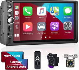 Hikity - Carplay 2 Din Autoradio - 7 Inch Touchscreen - Bluetooth Connectiviteit