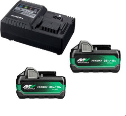HiKOKI UC18YSL3WHZ 18/36V MultiVolt booster pack snellader incl. 2x 2.5/5.0 Ah accu's