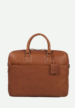Burkely Antique Avery - Laptoptas 17 inch - Gewatteerd laptopcompartiment - Cognac