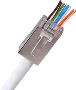 Hirschmann QCRJ45 CAT6 F Quick Connect krimp connectoren (STP) met doorsteekmontage (vast) - 10 stuks (incl. huls)