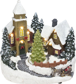 HIT - Kerstscene met bewegende kerstboom LED 19 cm excl. batterijen