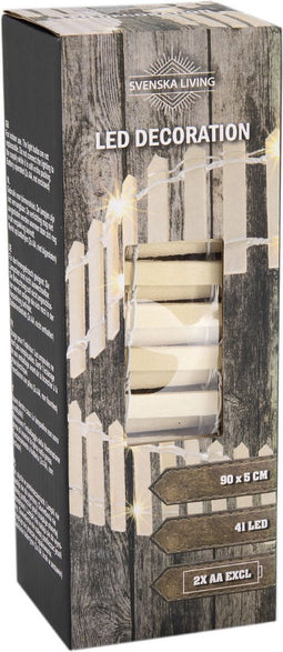 HIT - Tuinhekje hout 90x5 cm 41LED 3xAA