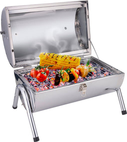 BBQ Collection draagbare houtskoolbarbecue - uitklapbaar - 42x29,5x37cm - zilver