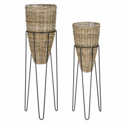 Mica Decorations Mand Marcia - 38x38x120 cm - Rotan - Grijs - Set van 2