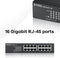 ZyXEL GS1100-16 - 16 Poorts Unmanaged Gigabit Switch - Plug-n-play zonder ventilator