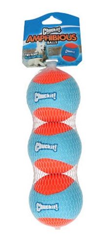 Chuckit! Amphibious Bal - Hondenspeelgoed - Hondenbal - Drijvend hondenspeeltje - Medium - Ø6 cm - 3 Stuks