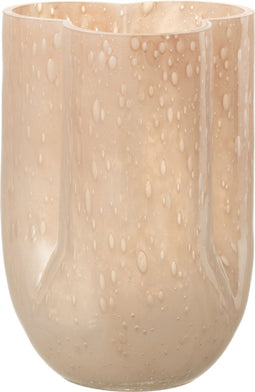 J-Line vaas Trikkie - glas - beige - 23 cm hoog