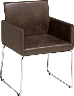 GOMEZ - Eetkamerstoel - Bruin - Polyester