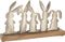 J-Line decoratie Konijnen Op Een Rij - hout/ijzer - naturel/zilver - paasdecoratie