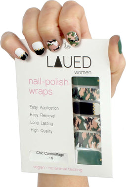 LAUED Nagelstickers - Nail Wraps - 16 Extreem Dunne Nagellak Stickers - Manicure Nail Art Folie - Chic Camouflage