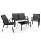 Coast 4-Delige Tuinmeubelset - Balkonset met Bank 2 Stoelen en Tafel - Zwart