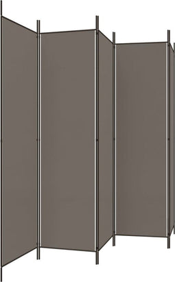 vidaXL - Kamerscherm - met - 5 - panelen - 250x200 - cm - stof - antracietkleurig