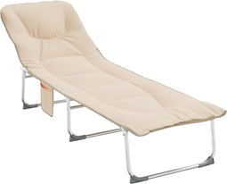 vidaXL - Ligbed - inklapbaar - stof - beige