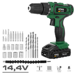Koma Tools - Schroefboormachine 22 Nm - Inclusief accessoires en koffer