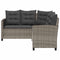 vidaXL - Tuinbank - met - tafel - en - kussens - L-vormig - poly - rattan - grijs