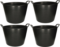 Plasticforte Flexibele kuip emmer - 5x stuks - wasmand - rond - zwart - 42 liter - Opbergmanden