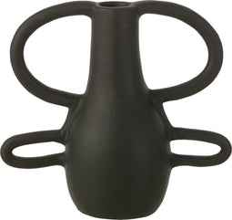J-Line vaas met 4 Handvaten - keramiek - zwart - 36 cm hoog