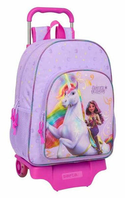Safta Unicorn Academy - Schoolrugzak met Wielen - Ergonomische padding - Lila 33 x 42 x 14 cm