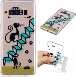 Softcase hoes katten op trap Geschikt voor Samsung Galaxy Note 8