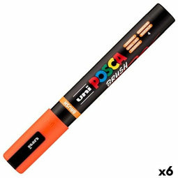 POSCA PC-5BR - Markeerstift BRUSH - Inkt op waterbasis - Oranje (6 stuks)