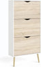 Schoenenkast - Wit/Eiken - 12 paar - Uitlopende massief houten voet - 70,2 x 23,9 x 138,9 cm