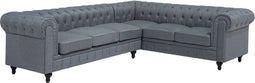 CHESTERFIELD - Chesterfield hoekbank - Grijs - Linkerzijde - Polyester