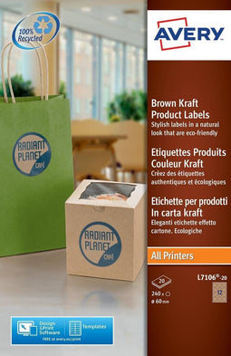 Avery - Productetiket rond 60mm - 12 etiketten per vel - bruin (20 vel)