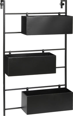 Mica Decorations Dani - Plantenrek Hangend - 3 Plantenbakken - Zwart