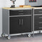 vidaXL - Gereedschapskast - met - Wielen - en - Slot - Zwart - 75x45x85 - cm - Staal