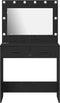 vidaXL - Make-up - Tafel - met - LED - Verlichting - - - Zwart - Eiken, - 79 - x - 40 - x - 135 - cm