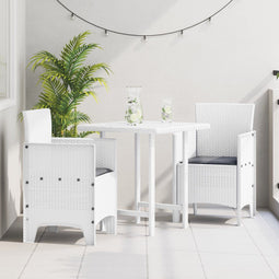 vidaXL - Tuinstoelen - met - Kussens - 2 - stuks - Wit - Poly - Rattan