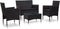 vidaXL - 4-delige - Loungeset - met - kussens - poly - rattan - zwart