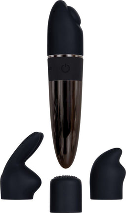Dubbelzijdige minivibrator met opzetstukjes Evolved - - Zwart