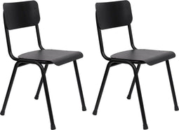 Zuiver Back To School Tuinstoel - Zwart - Set van 2