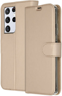 Accezz Galaxy S21 Ultra - Flip Cover - Krasbestendig Schokbestendig - Goud