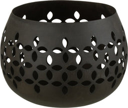 J-Line theelichthouder Geperforeerd - ijzer - zwart