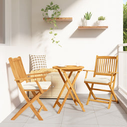 vidaXL - Vouwbare - Tuinstoelen - met - Witte - Kussen - 2-stuks - Massief - Acaciahout