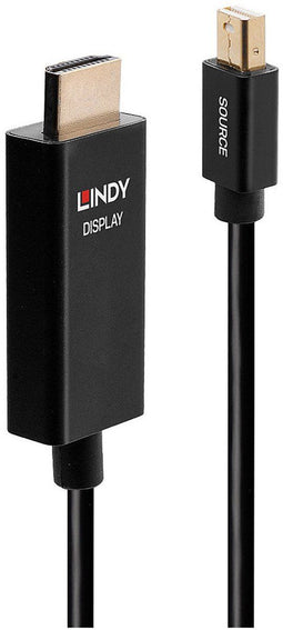 LINDY 40922 DisplayPort-kabel Aansluitkabel Mini DisplayPort-stekker, HDMI-A-stekker 2.00 m Zwart