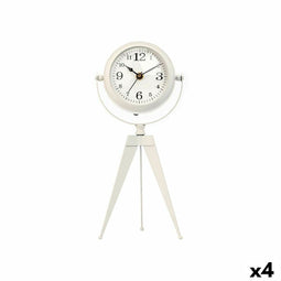 Bordsklocka Statief Wit Metaal 12 x 30 x 12 cm (4 Stuks)