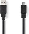 Nedis USB-Kabel - USB 2.0 - USB-A Male - USB Micro-B Male - 0.50 m - Zwart