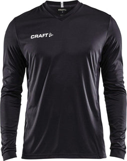 Craft Squad Jersey Solid LS - Sportshirt - V-hals - Zwart - Wit - M