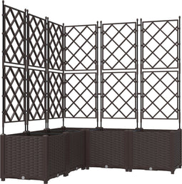 vidaXL - Tuinplanner - met - Trellis - - - 5 - stuks - - - Bruin - - - 120x120x143 - cm