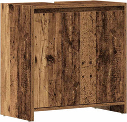 vidaXL - Wastafelkast - 60x33x60 - cm - bewerkt - hout - oud - houtkleurig