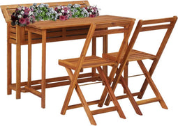 vidaXL - Tuintafel - met - plantenbak - en - 2 - bistrostoelen - massief - acaciahout