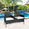 Coast Tuinbank - Terrasbank voor 2 personen met ingebouwde tafel - PE rotan zwart/wit - 138 x 62 x 85 cm