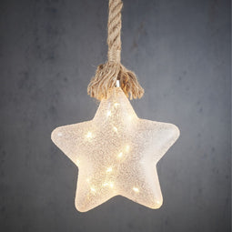 Luca Lighting Ster aan Touw Kerstverlichting met 15 LED Lampjes - H100 x Ø20 cm - Frosted White